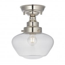PLATFORM Semi-Flush Ceiling Light in Nickel with Clear Glass