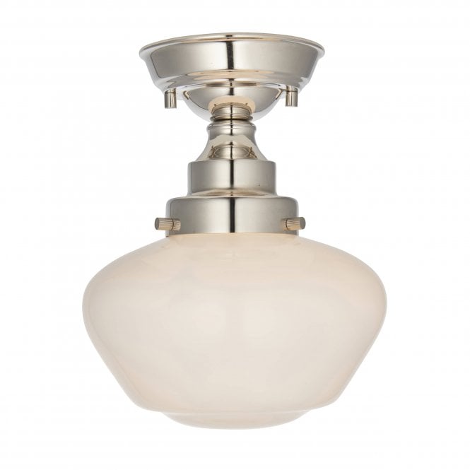 PLATFORM Semi-Flush Ceiling Light in Polished Nickel with Opal glass
