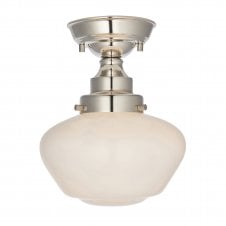 PLATFORM Semi-Flush Ceiling Light in Polished Nickel with Opal glass