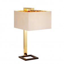 PLEIN dark brown and polished gold table lamp with shade