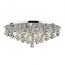 PLUTO large chrome crystal chandelier for low ceilings