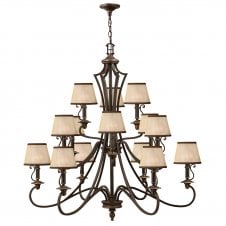extra large 15 light chandelier in bronze with shades