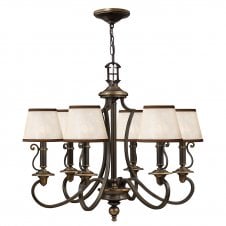 large 6 light chandelier in bronze with shades