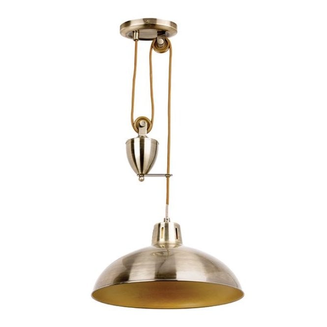 POLKA antique brass rise and fall ceiling pendant light