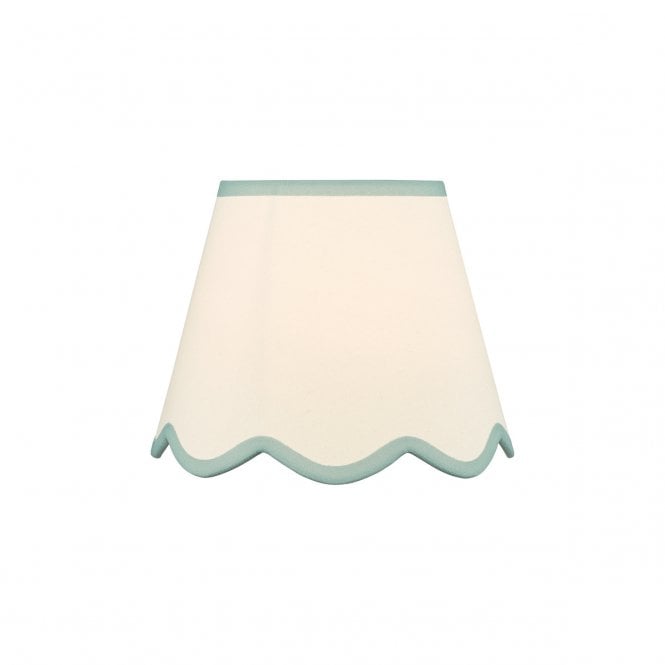 Poma Natural Linen Scalloped Shade with Blue Accent - 25cm