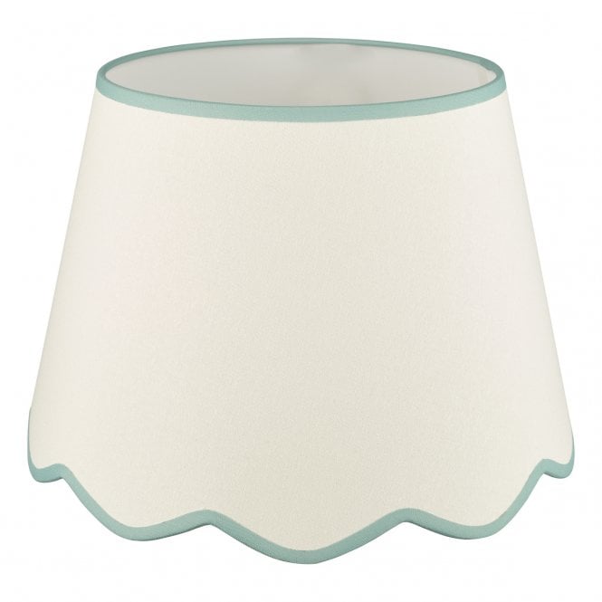 Poma Natural Linen Scalloped Shade with Blue Accent - 45cm