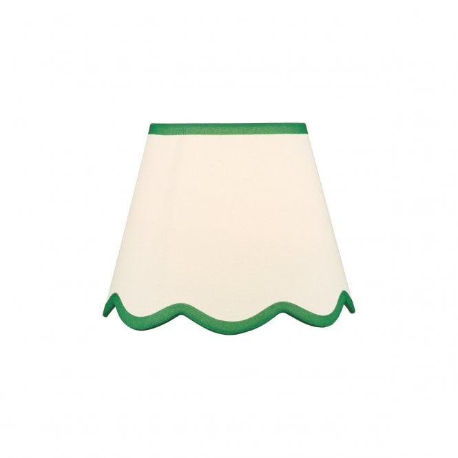Poma Natural Linen Scalloped Shade with Green Accent - 25cm