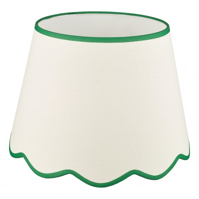 Poma Natural Linen Scalloped Shade with Green Accent - 45cm