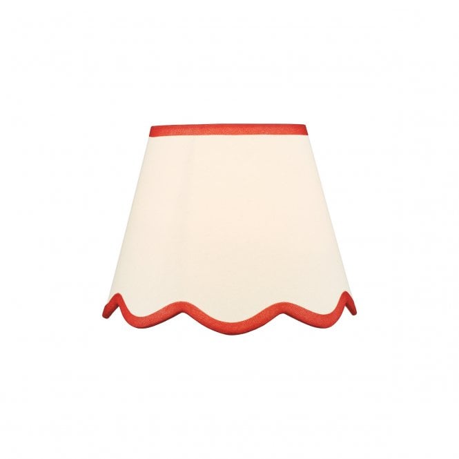 Poma Natural Linen Scalloped Shade with Red Accent - 25cm