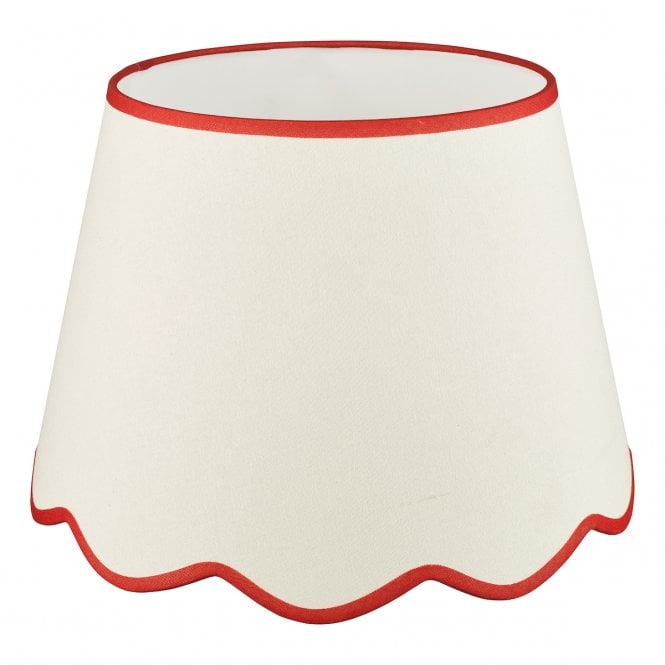 Poma Natural Linen Scalloped Shade with Red Accent - 45cm