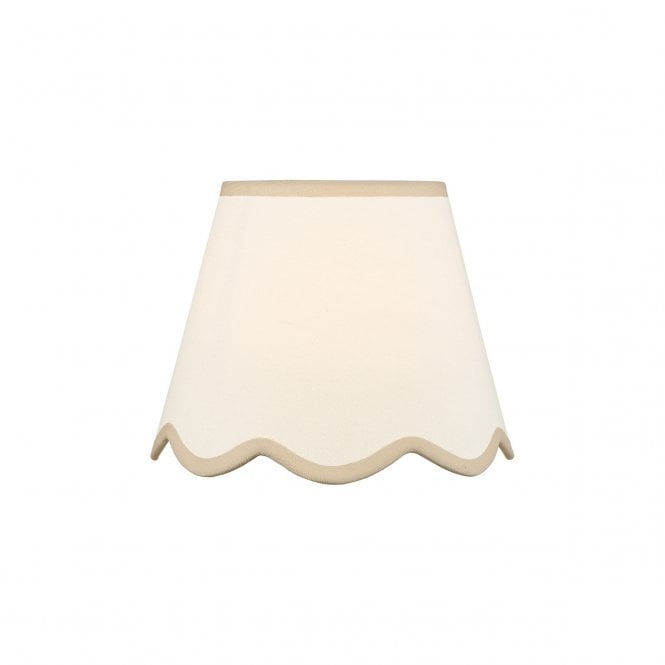 Poma Natural Linen Scalloped Shade with Taupe Accent - 25cm