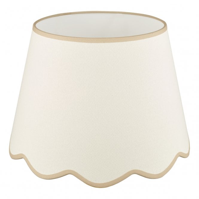 Poma Natural Linen Scalloped Shade with Taupe Accent - 45cm