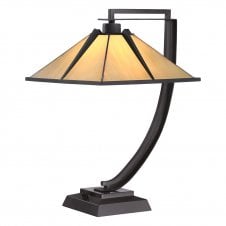 curved tiffany style bronze lamp with glass shade