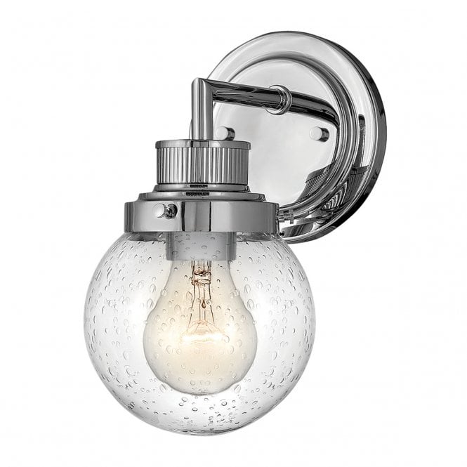 POPPY 1 Light Wall Light in Chrome with Clear Seeded Glass