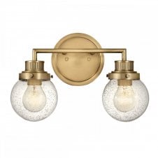 POPPY 2 Light Wall Light in Brass with Clear Seeded Glass