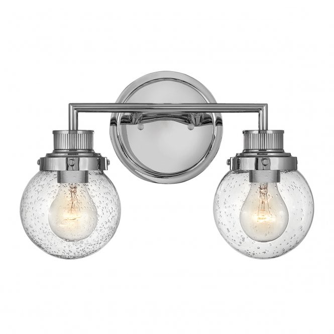 POPPY 2 Light Wall Light in Chrome with Clear Seeded Glass