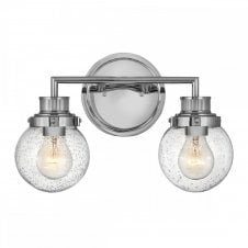 POPPY 2 Light Wall Light in Chrome with Clear Seeded Glass