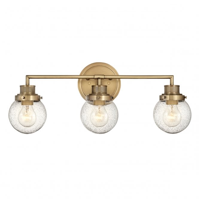 POPPY 3 Light Wall Light in Brass with Clear Seeded Glass