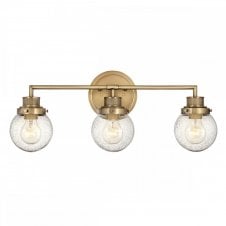 POPPY 3 Light Wall Light in Brass with Clear Seeded Glass