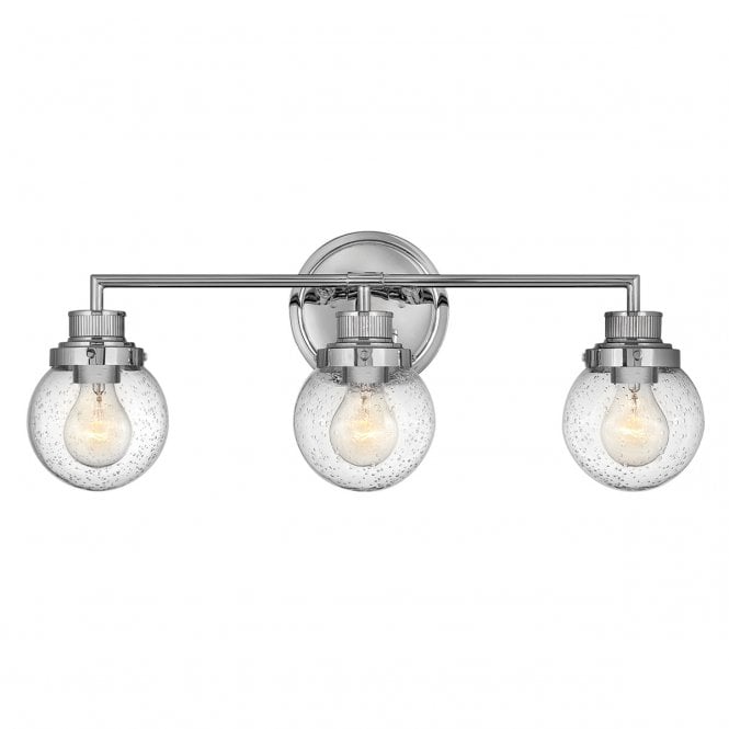 POPPY 3 Light Wall Light in Chrome with Clear Seeded Glass