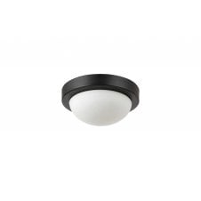 Porter IP44 Bathroom Flush Ceiling Light in Satin Black with Opal Glass - 21cm