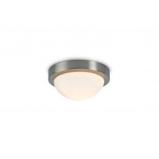 Porter IP44 Bathroom Flush Ceiling Light in Satin Nickel with Opal Glass - 21cm
