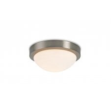Porter IP44 Bathroom Flush Ceiling Light in Satin Nickel with Opal Glass - 25cm