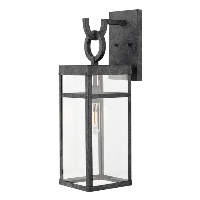 PORTER Large Outdoor Wall Lantern in Black with Clear Glass