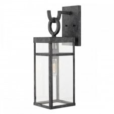 PORTER Large Outdoor Wall Lantern in Black with Clear Glass