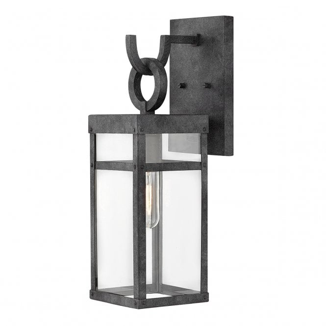 PORTER Medium Outdoor Wall Lantern in Black with Clear Glass