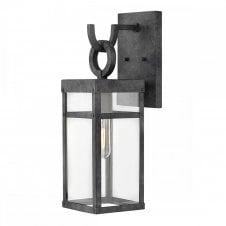 PORTER Medium Outdoor Wall Lantern in Black with Clear Glass