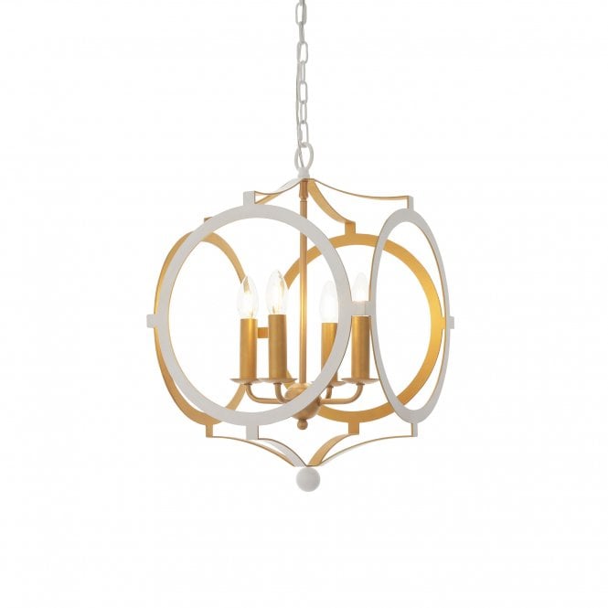 PORTHOLE Circular Frame Ceiling Pendant in White And Gold