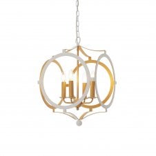 PORTHOLE Circular Frame Ceiling Pendant in White And Gold