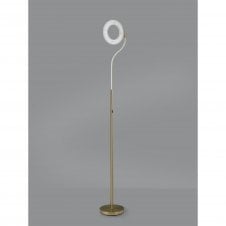 PORTHOLE LED Floor Lamp | Touch Dimmer & USB | Satin Gold