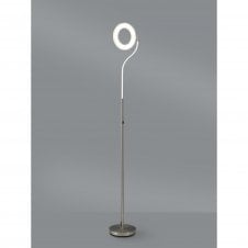 PORTHOLE LED Floor Lamp | Touch Dimmer & USB | Satin Nickel