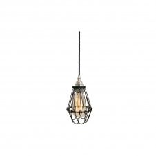 PRAIA black industrial cage pendant with black flex
