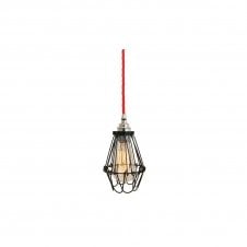PRAIA black industrial cage pendant with red flex