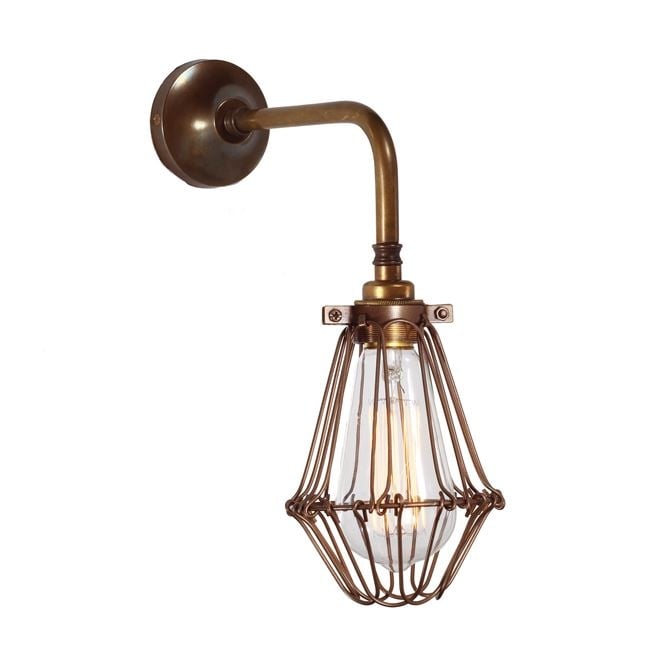 PRAIA Vintage Cage Wall Light in Antique Brass