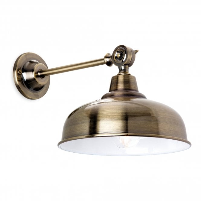PRESTON industrial style antique brass wall light