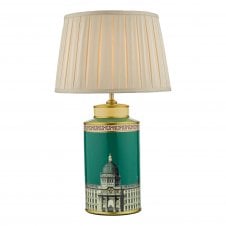 Building Ceramic Table Lamp in Green and Gold