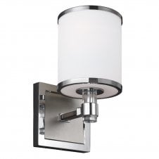 single nickel and chrome wall light