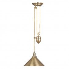PROVENCE rise and fall ceiling pendant, aged brass