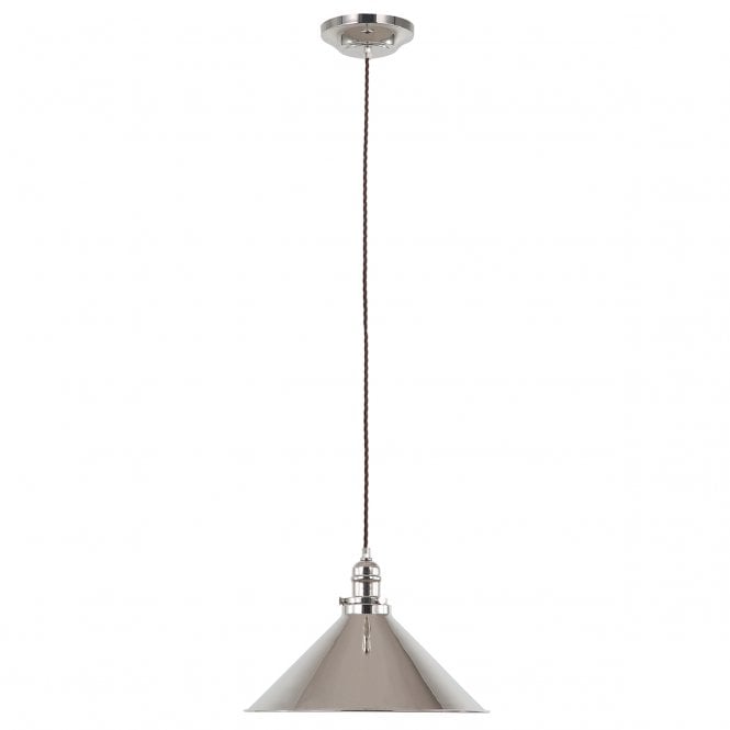 PROVENCE single industrial style ceiling pendant in polished nickel