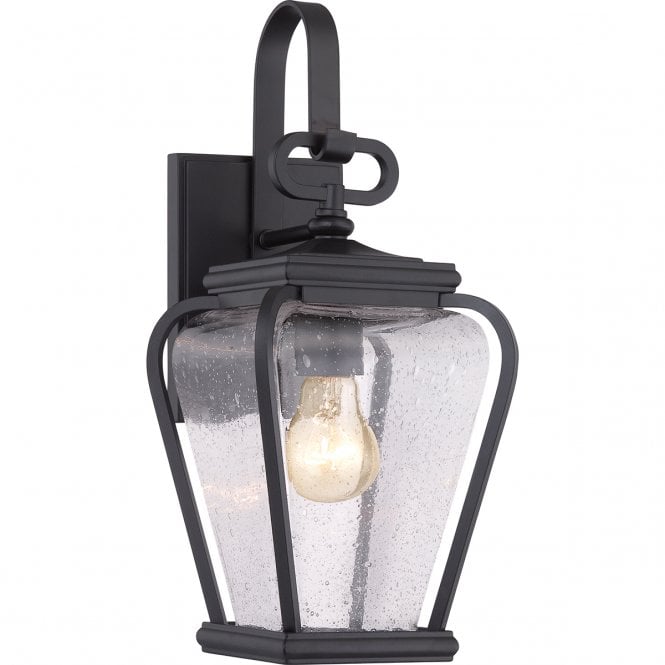 PROVINCE traditional outdoor wall lantern in black with seeded glass