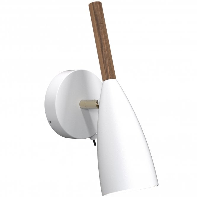 PURE modern white and oiled walnut wall light
