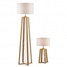 PYRAMID light wood table lamp and floor lamp (2 lamps)