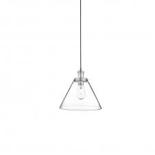 Single Ceiling Pendant Satin Silver Clear Pyramid Glass Shade