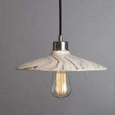 PYRUS Ceiling Pendant with Marbled Ceramic Cone Shade & Silver Lamp Holder