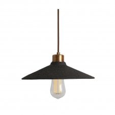 PYRUS Ceramic Pendant Light 28Cm Black Clay Antique Brass