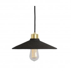 PYRUS Ceramic Pendant Light 28Cm Black Clay Polished Brass